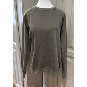 Lucky Brand Mens Embroidered Logo Long Sleeve‎ Crewneck Sweatshirt Olive Green